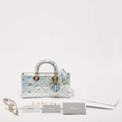 مملوكة مسبقًا Dior Silver Iridescent Diamond Cannage Leather Medium Lady D-Joy Tote