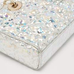 مملوكة مسبقًا Dior Silver Iridescent Diamond Cannage Leather Medium Lady D-Joy Tote