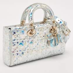 مملوكة مسبقًا Dior Silver Iridescent Diamond Cannage Leather Medium Lady D-Joy Tote