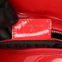 Pre Owned Dior Red Medium Patent Cannage Lady Dior Bag