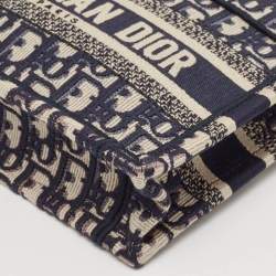 Pre Owned Dior Navy Blue Oblique Canvas Mini Book Tote