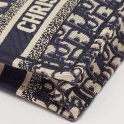 Pre Owned Dior Navy Blue Oblique Canvas Mini Book Tote