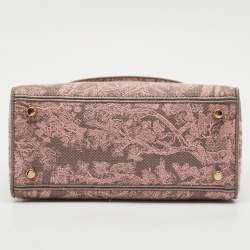 Dior Pink/Grey Canvas Medium Toile de Jouy Lady D-Lite Tote