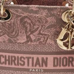 Dior Pink/Grey Canvas Medium Toile de Jouy Lady D-Lite Tote