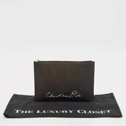 Pre Owned Dior Black Nubuck Leather 1947 Lily of the Valley Pouch