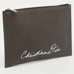 Pre Owned Dior Black Nubuck Leather 1947 Lily of the Valley Pouch