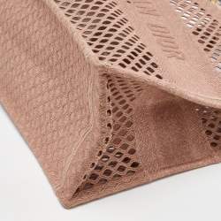 Pre Owned Dior Clay Pink Mesh Embroidered Fabric Medium Book Tote