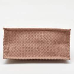 Pre Owned Dior Clay Pink Mesh Embroidered Fabric Medium Book Tote