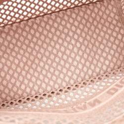 Pre Owned Dior Clay Pink Mesh Embroidered Fabric Medium Book Tote