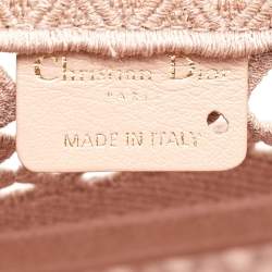 Pre Owned Dior Clay Pink Mesh Embroidered Fabric Medium Book Tote