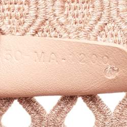 Pre Owned Dior Clay Pink Mesh Embroidered Fabric Medium Book Tote