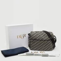 Pre Owned Dior Navy Blue Oblique Canvas Changing Bag