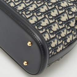 Pre Owned Dior Blue/Beige Oblique Canvas and Leather Medium C'est Dior Bag