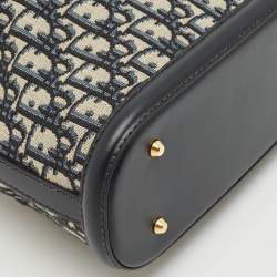 Pre Owned Dior Blue/Beige Oblique Canvas and Leather Medium C'est Dior Bag