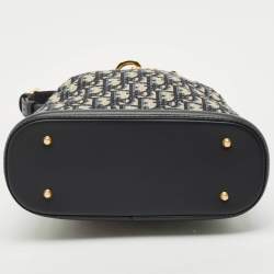 Pre Owned Dior Blue/Beige Oblique Canvas and Leather Medium C'est Dior Bag