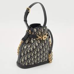 Pre Owned Dior Blue/Beige Oblique Canvas and Leather Medium C'est Dior Bag