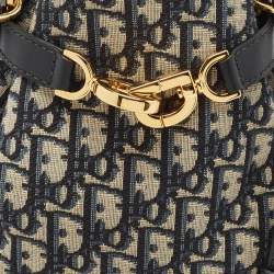 Pre Owned Dior Blue/Beige Oblique Canvas and Leather Medium C'est Dior Bag