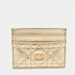 Dior Gold Cannage Leather 30 Montaigne Card Holder
