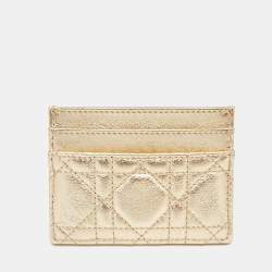 Dior Gold Cannage Leather 30 Montaigne Card Holder