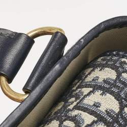 Pre Owned Dior Blue Oblique Canvas and Leather Studded DiorAvenue Bag