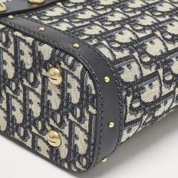 Pre Owned Dior Blue Oblique Canvas and Leather Studded DiorAvenue Bag