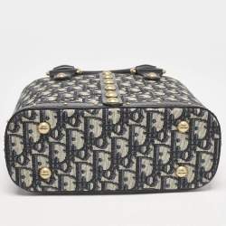 Pre Owned Dior Blue Oblique Canvas and Leather Studded DiorAvenue Bag