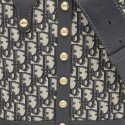 Pre Owned Dior Blue Oblique Canvas and Leather Studded DiorAvenue Bag