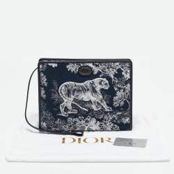 Pre Owned Dior Navy Blue Fabric and Leather 30 Montaigne Dea Pouch