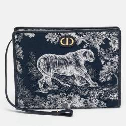 Pre Owned Dior Navy Blue Fabric and Leather 30 Montaigne Dea Pouch