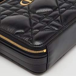 Dior Black Macrocannage Quilted Leather Caro Box Bag