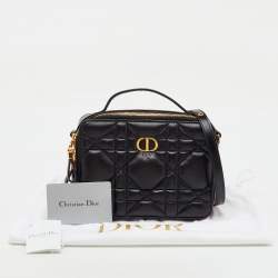 Dior Black Macrocannage Quilted Leather Caro Box Bag