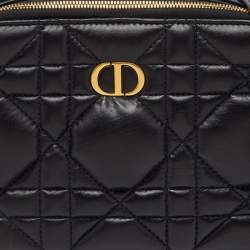 Dior Black Macrocannage Quilted Leather Caro Box Bag