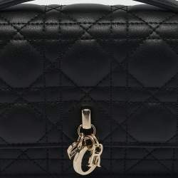 Dior Black Cannage Leather Mini My Dior Top Handle Bag
