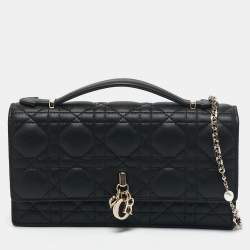Dior Black Cannage Leather Mini My Dior Top Handle Bag