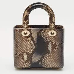 Dior Brown Python Small Lady Dior Tote