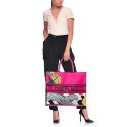 Dior Multicolor Jungle Pop Embroidered Canvas Large Book Tote