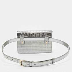 Dior Silver Microcannage Patent Leather 2in1 30 Montaigne Pouch Bag