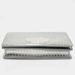 Dior Silver Microcannage Patent Leather 2in1 30 Montaigne Pouch Bag