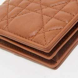 Dior Brown Cannage Leather Mini Lady Dior Wallet