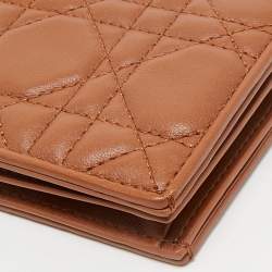 Dior Brown Cannage Leather Mini Lady Dior Wallet