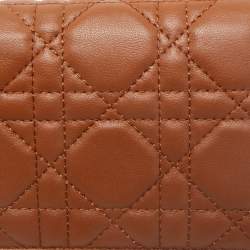 Dior Brown Cannage Leather Mini Lady Dior Wallet