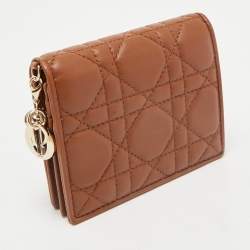 Dior Brown Cannage Leather Mini Lady Dior Wallet