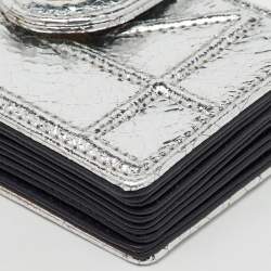  Dior Silver Crinkled Leather Diorama Gusset Card Holder