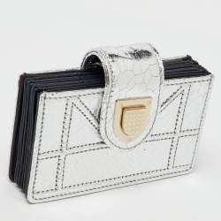  Dior Silver Crinkled Leather Diorama Gusset Card Holder