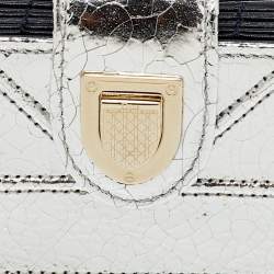  Dior Silver Crinkled Leather Diorama Gusset Card Holder