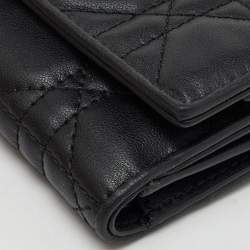 Dior Black Cannage Leather Lady Dior Trifold Wallet