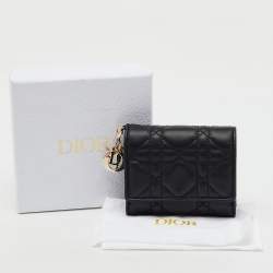 Dior Black Cannage Leather Lady Dior Trifold Wallet