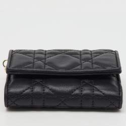 Dior Black Cannage Leather Lady Dior Trifold Wallet