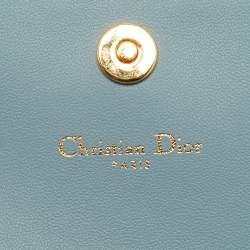 Dior Light Blue Cannage Patent Leather Caro Wallet