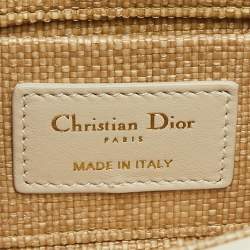 Pre Owned Dior Beige Cannage Raffia Small Lady D-Joy Tote